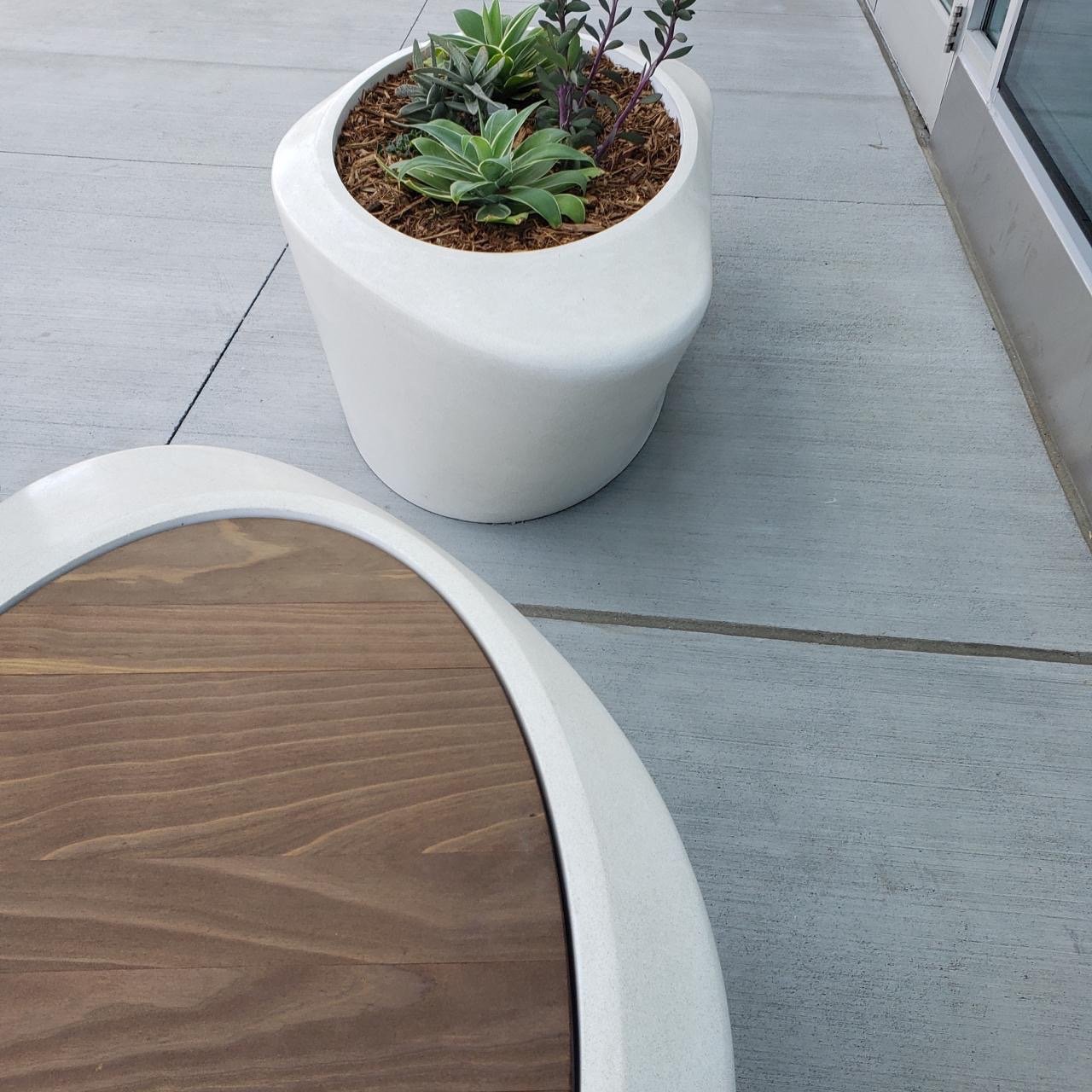 View of a stunning and modern bench featuring sustainable Kebony Modified Wood materials by Tom Giacinto of DM Braun