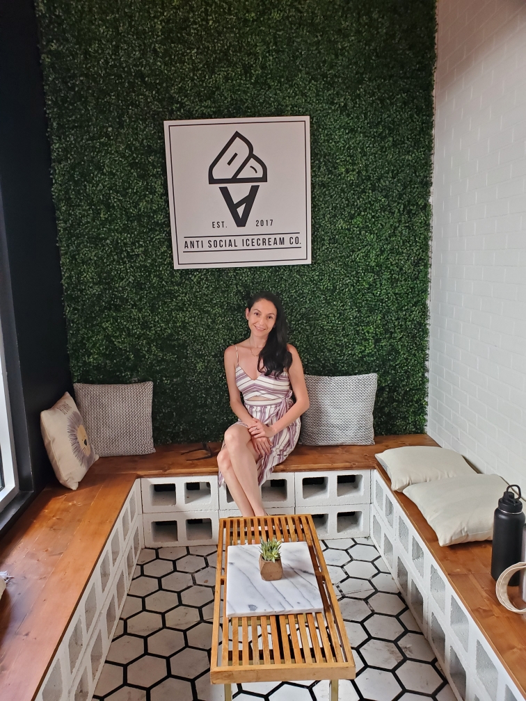 Portrait of Judy Andrade, Business Development Specialist at Kebony, sitting in a lounge area at Anti Social IceCream Company